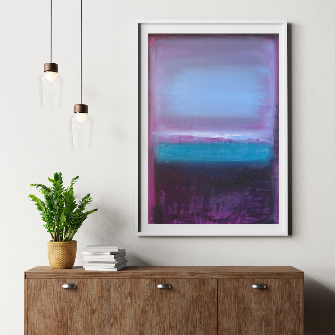 Brush- Midnight Bloom Modern Purple & Blue Abstract Canvas Painting