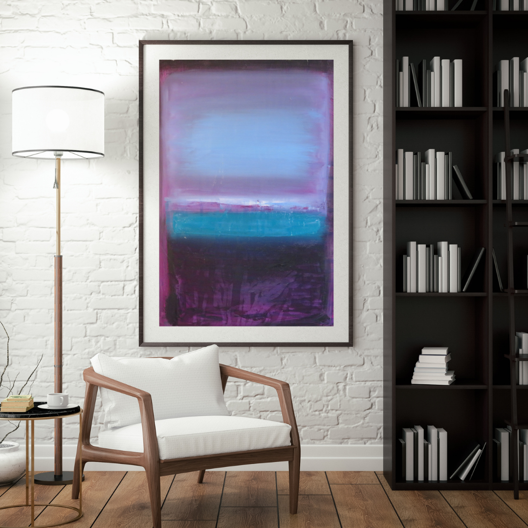 Brush- Midnight Bloom Modern Purple & Blue Abstract Canvas Painting