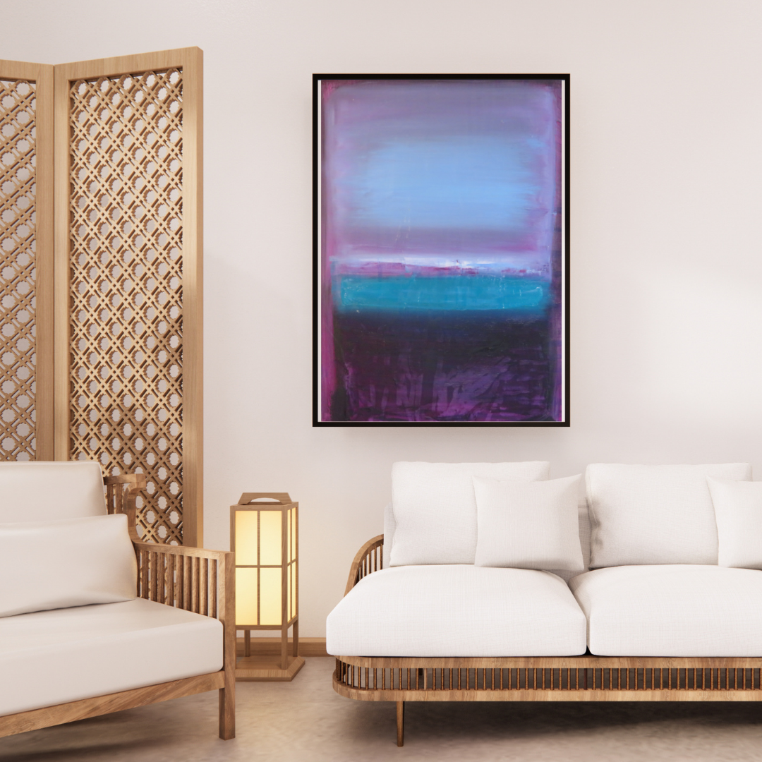 Brush- Midnight Bloom Modern Purple & Blue Abstract Canvas Painting