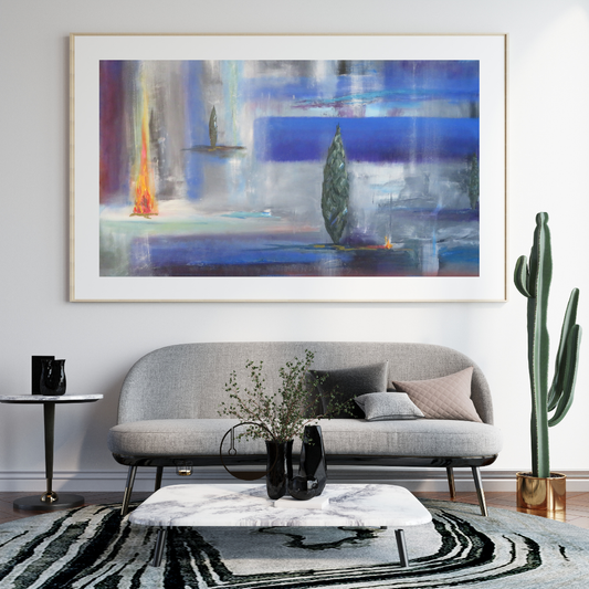 FireandTrees - Original Abstract Canvas Painting - Contemporary Wall Art for Modern Home Décor