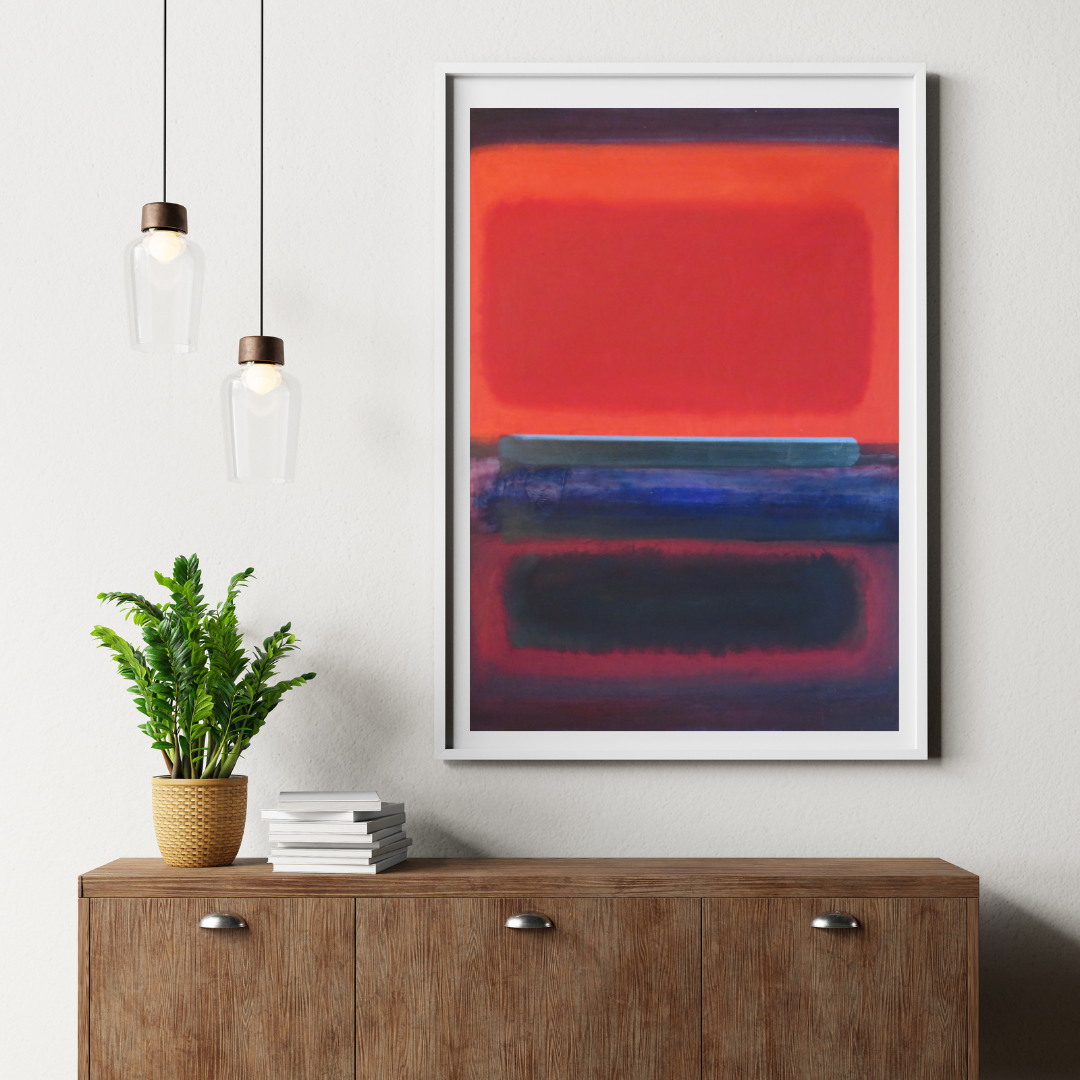 RedSeries Modern Abstract Wall Art - Vibrant Red and Blue Color Block painting