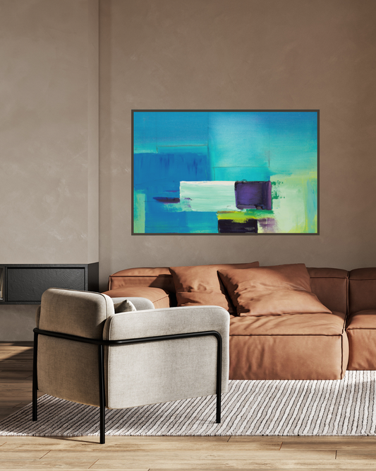 Turquoise Serenity – Abstract Canvas Art | Modern Wall Decor for Living Spaces