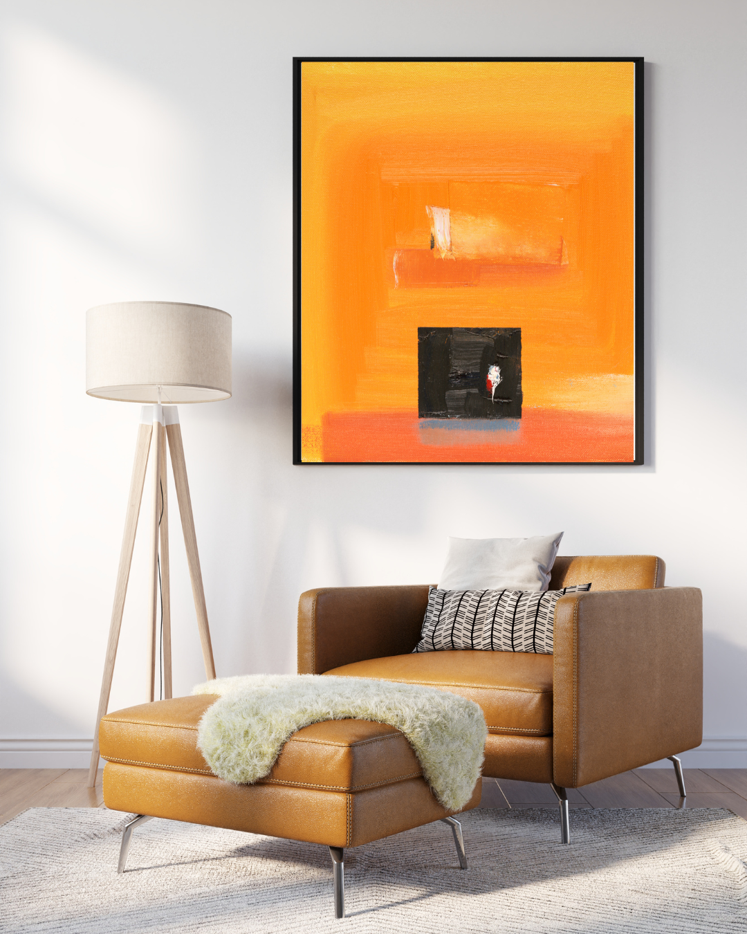 Yellowlift Abstract Painting – Modern Wall Art in Shades of Purple and Gold