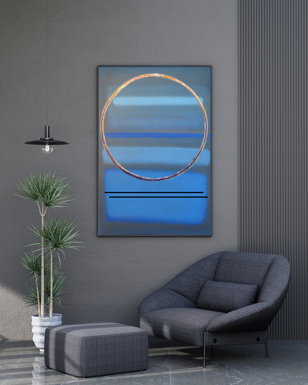 PerfectCircle - Modern Abstract Wall Art | Elegant Blue and Gold Design