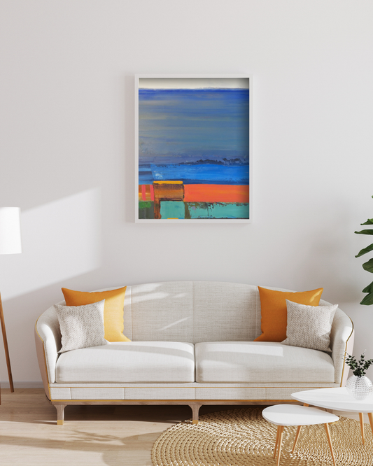 OceanSquare Modern Abstract Wall Art - Vibrant Coastal Colors for Contemporary Home Decor
