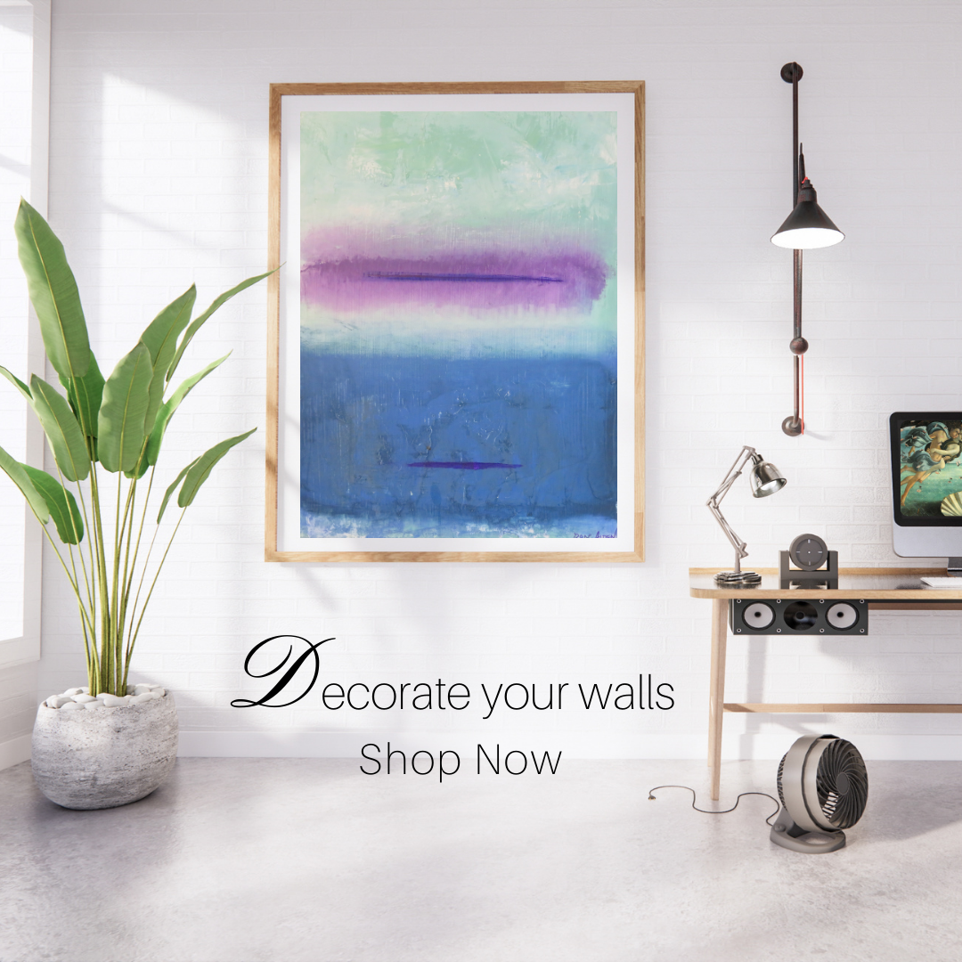 Mirrorline – Abstract Digital Wall Art | Tranquil Blue & Lavender Gradient | Serene Minimalist Artwork for Modern Interiors