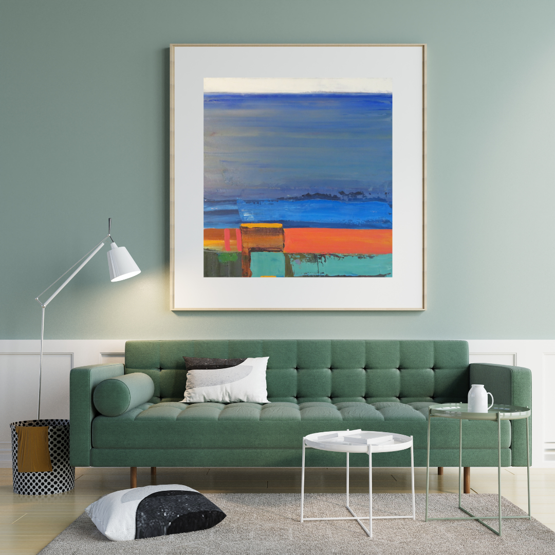 OceanSquare - Abstract Coastal Landscape Digital Wall Art | Modern Ocean-Inspired Painting