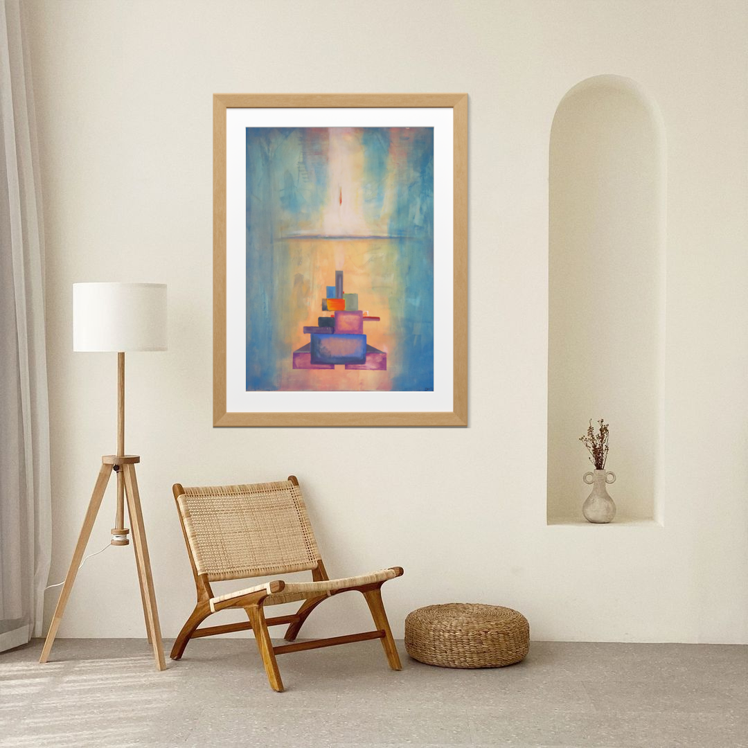 Rebalance – Abstract Geometric Digital Wall Art | Serene Blue & Earthy Tones for Modern Interiors