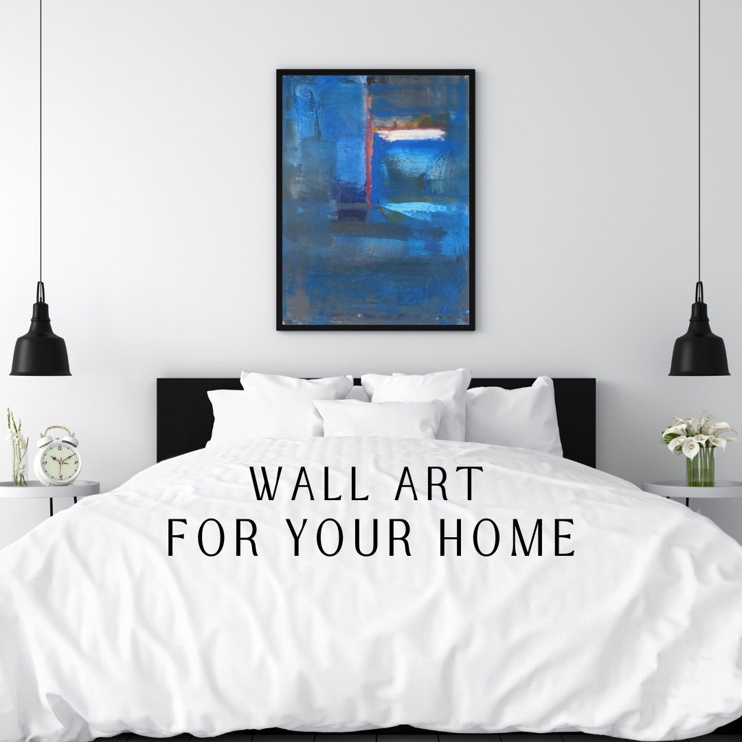 Redvertical -Deep Blue Abstract Digital Wall Art – Modern Ocean-Inspired Painting with Rich Layers & Textured Brushstrokes