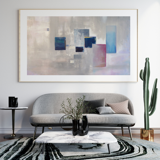 Transcending – Modern Abstract Digital Art, Minimalist Geometric Wall Décor in Soft Neutrals & Bold Accents