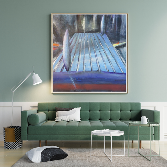 TwoTrees II – Surreal Abstract Landscape Wall Art, Dreamlike Blue & Black Digital Painting for Modern Interiors