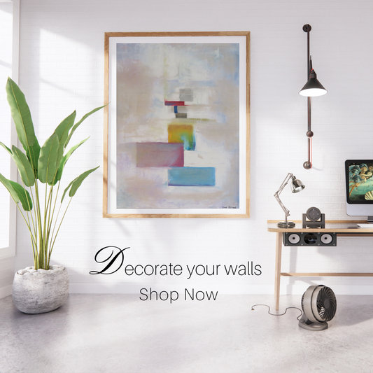 whiteTurbulence- Minimalist Abstract Geometric Painting – Modern Digital Art with Soft Neutral Tones & Vibrant Color Blocks