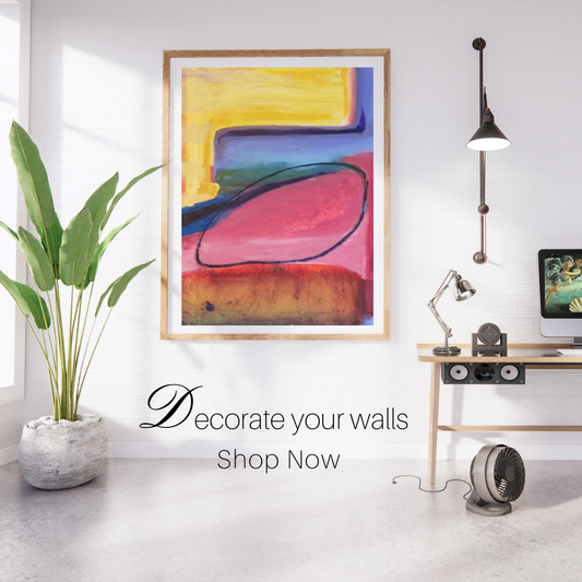 Yellow Over Circ – Bold Abstract Geometric Digital Painting | Modern Colorful Wall Art for Contemporary & Minimalist Interiors