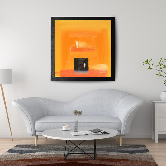 YellowOrangeBlack- Radiant Contrast – Bold Abstract Orange & Black Digital Painting | Modern Geometric Wall Art for Contemporary Home & Office Decor