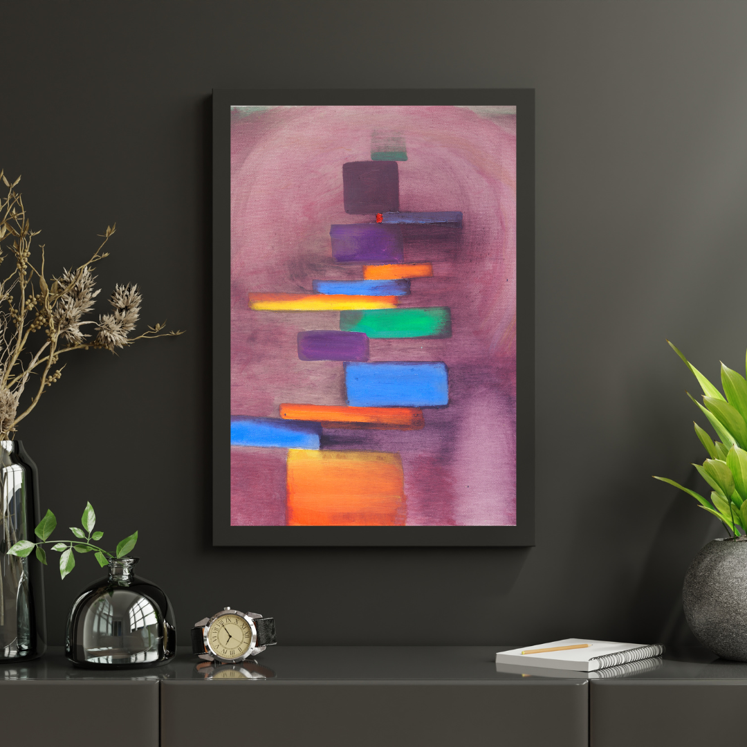 Growth Steps – Vibrant Geometric Abstract Digital Wall Art | Modern Colorful Print