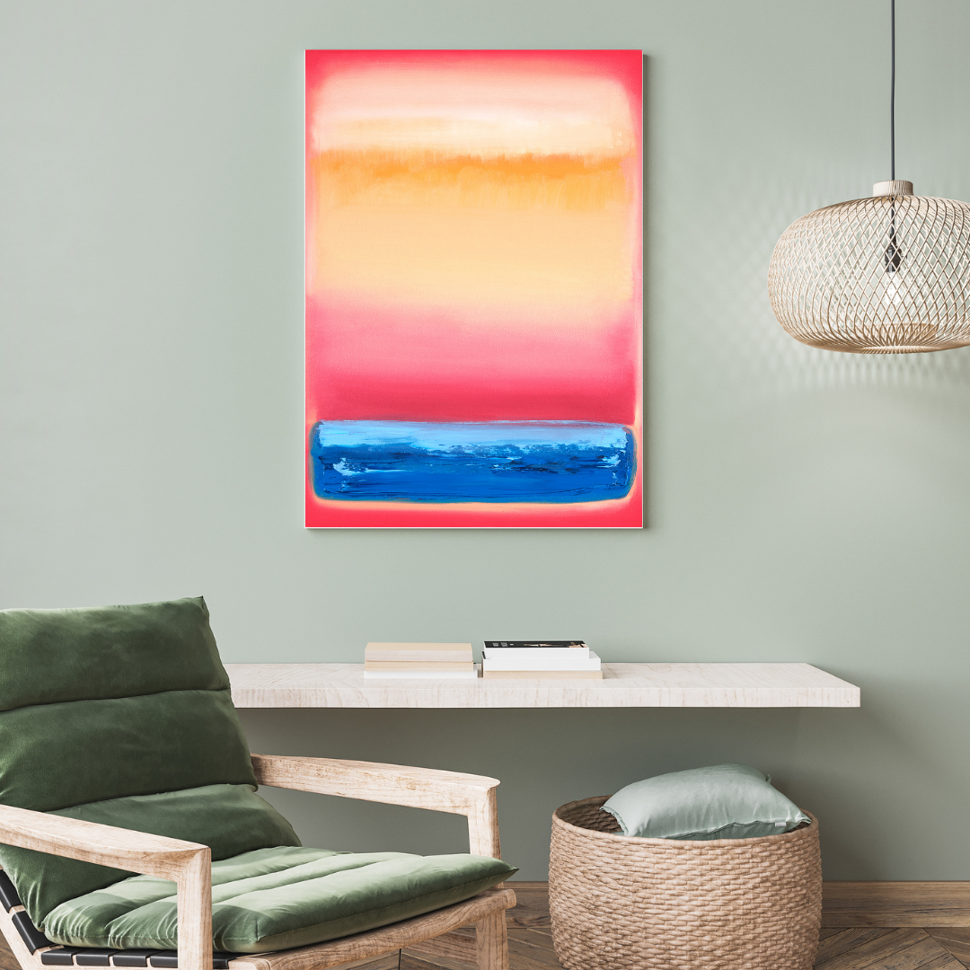 Healing Scape – Warm Sunset & Ocean Digital Abstract Art | Modern Colorful Wall Print