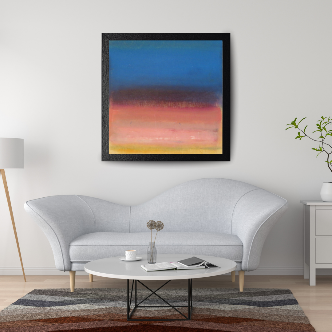 BluePink Sunset Horizon – Modern Color Field Canvas Painting
