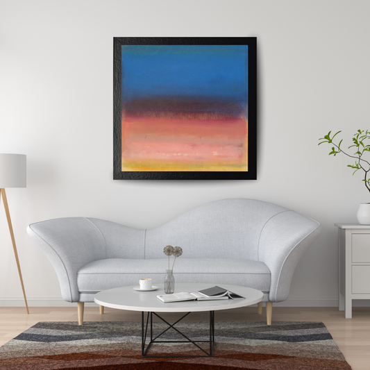 BluePink Sunset Horizon – Modern Color Field Canvas Painting