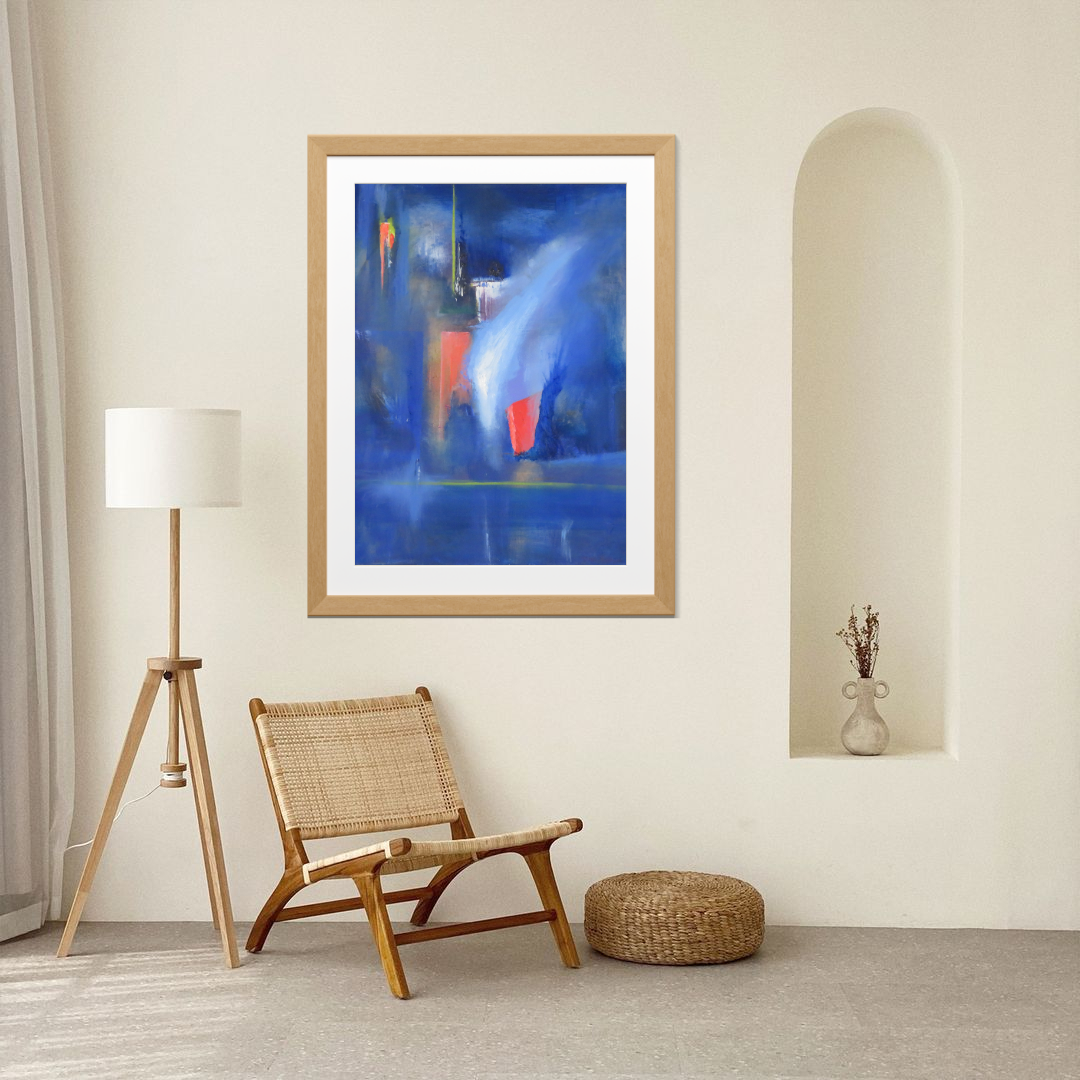 Redonbluewhite Abstract Art Print - Modern Wall Decor for Living Room