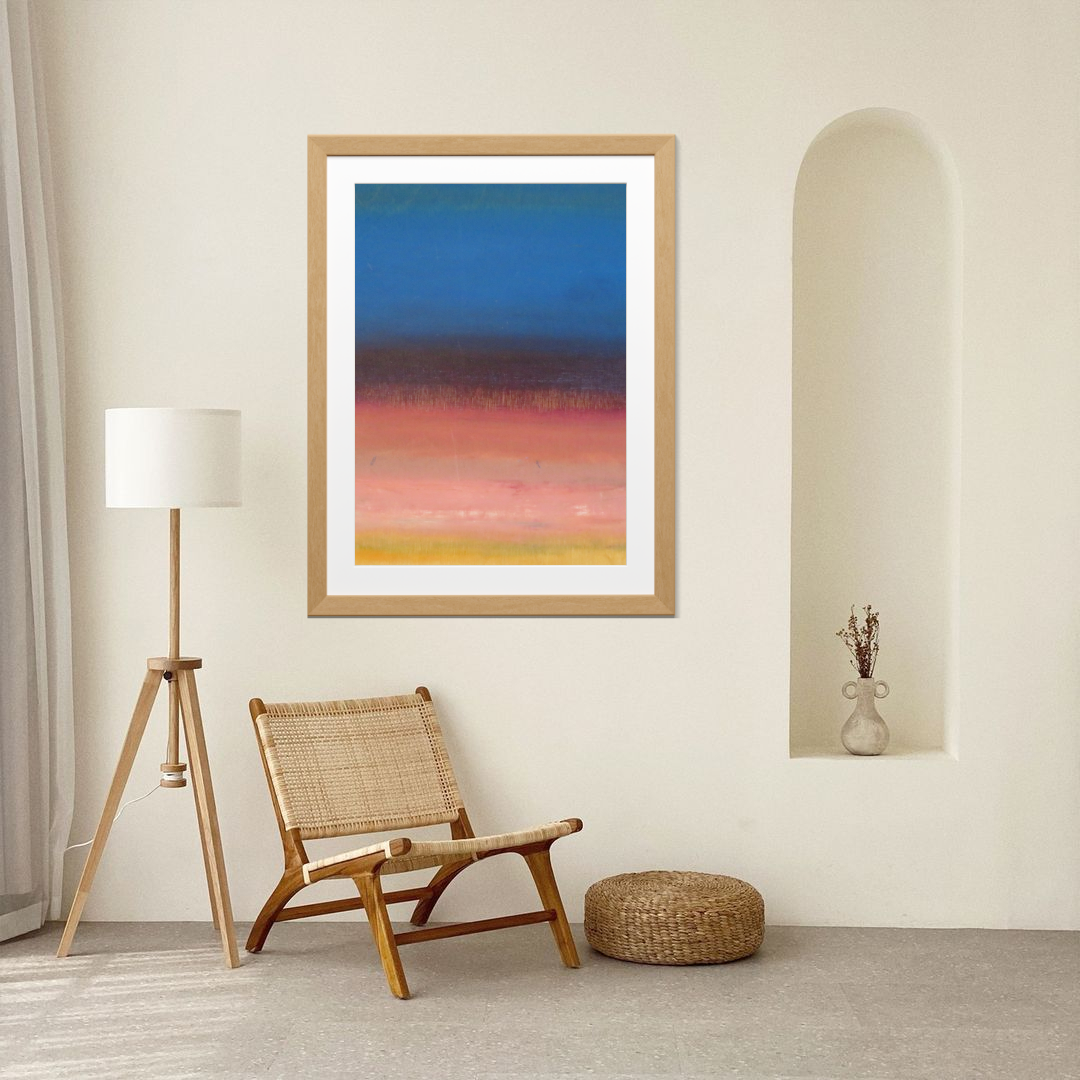 BluePink Sunset Horizon – Modern Color Field Canvas Painting