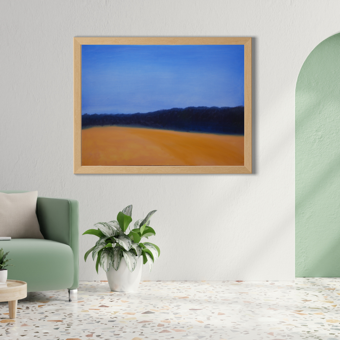 Yellow Bluefield Landscape Art – Framed Wall Decor | Modern Minimalist Painting