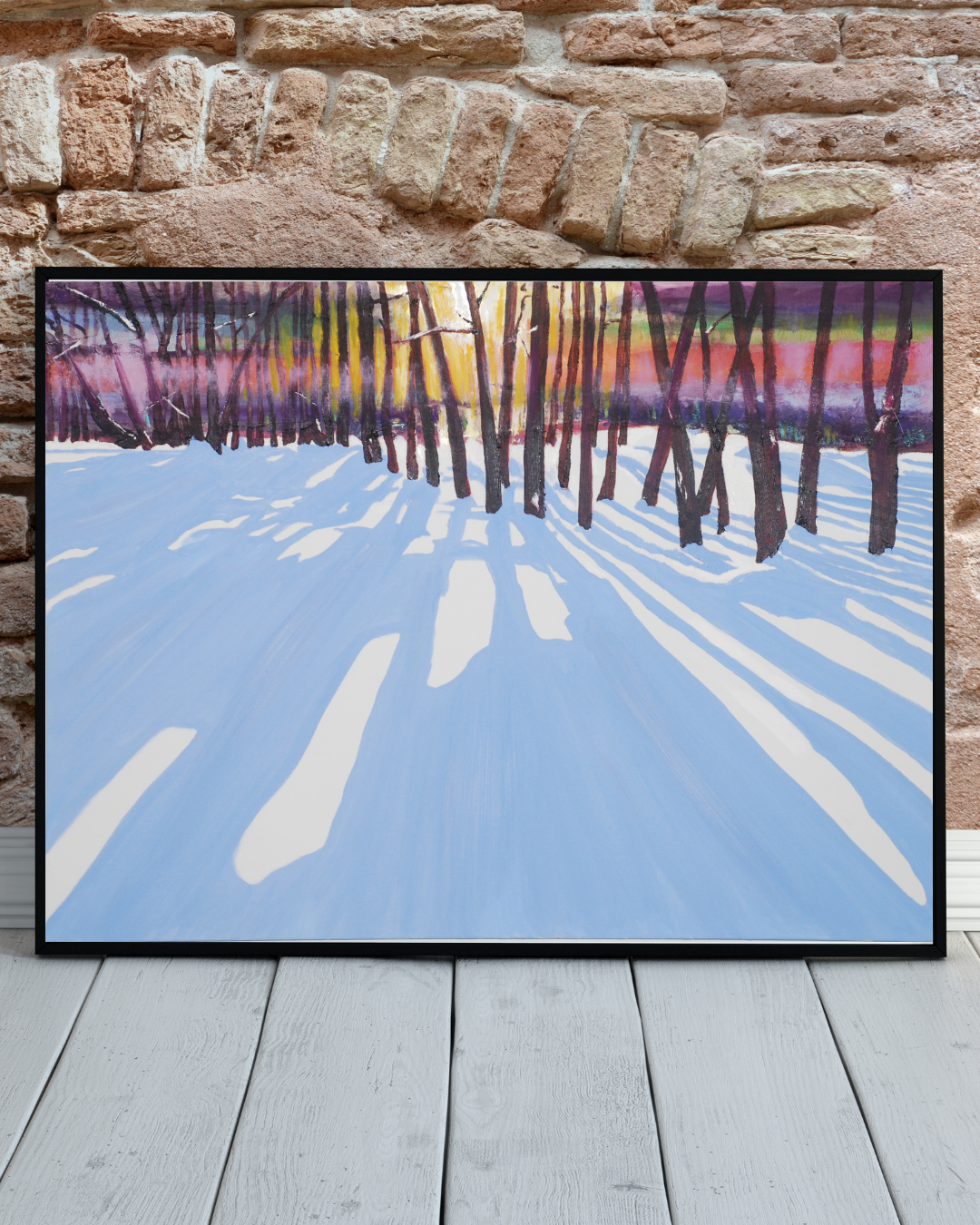 WinterGlow – Vibrant Winter Landscape Painting | Nature-Inspired Art