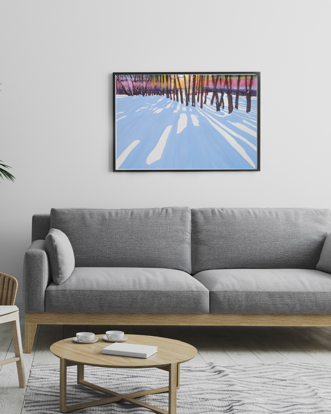 WinterGlow – Vibrant Winter Landscape Painting | Nature-Inspired Art