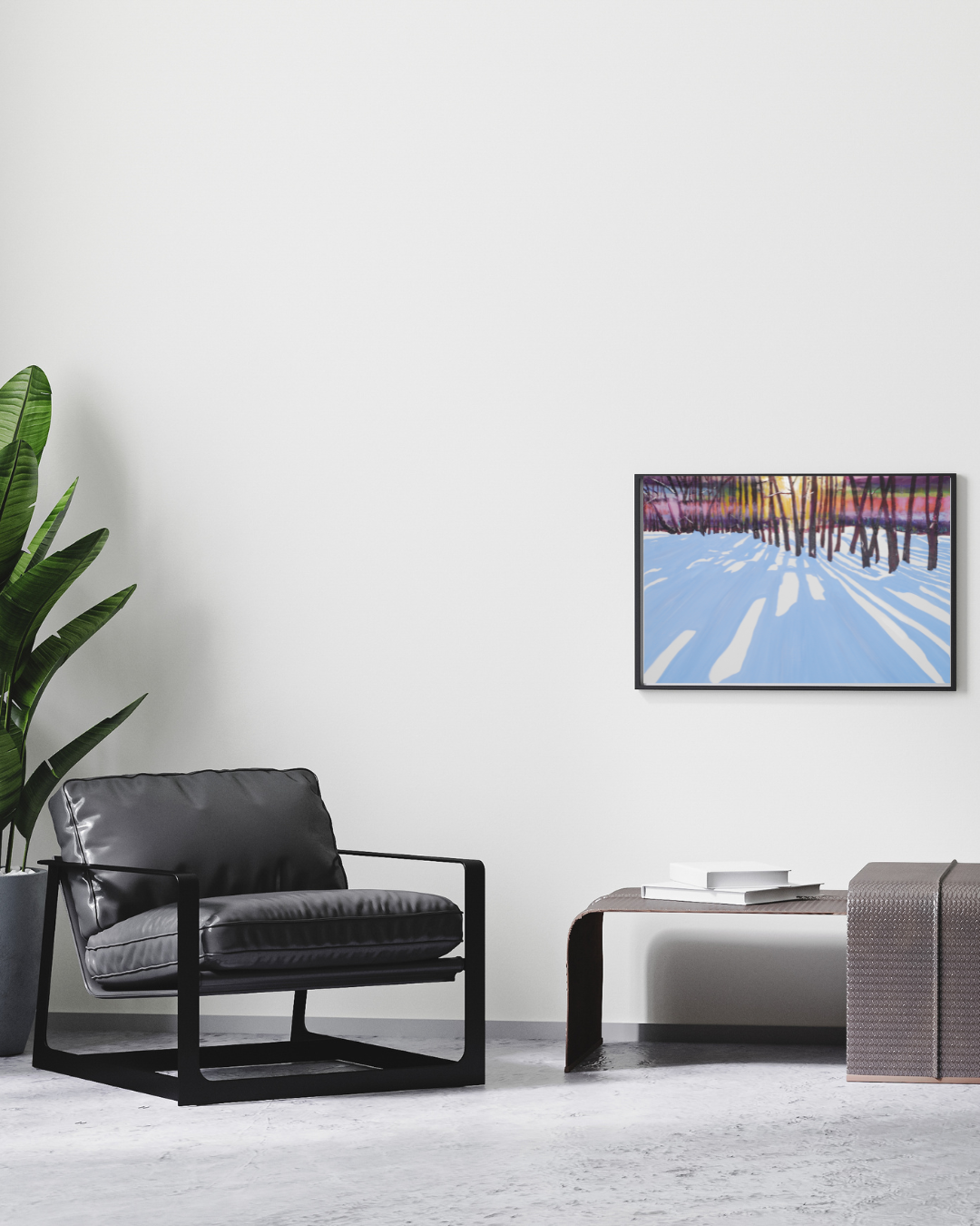 WinterGlow – Vibrant Winter Landscape Painting | Nature-Inspired Art