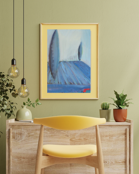 TwoTrees 3051C – Modern Abstract Art Painting with Serene Blue Tones | Contemporary Wall Decor