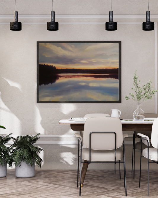 Walden Glow – Serene Sunset Landscape Painting | Tranquil Wall Art for Nature Lovers